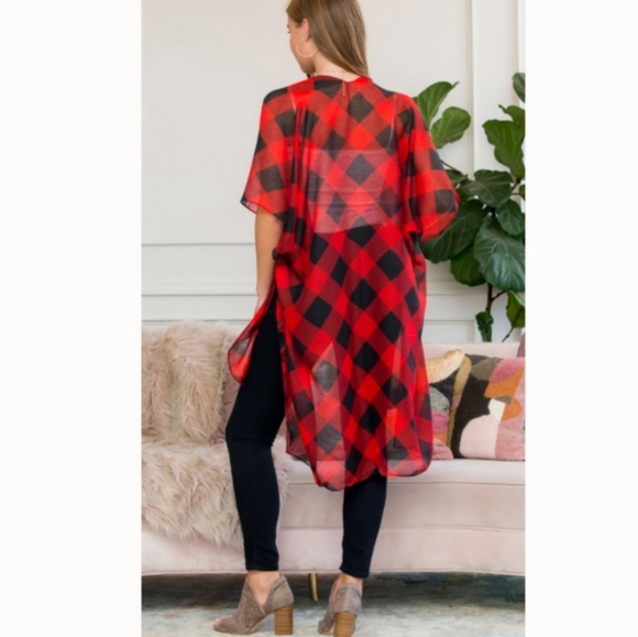🆕 Red Buffalo Check Kimono - Picture 3 of 7